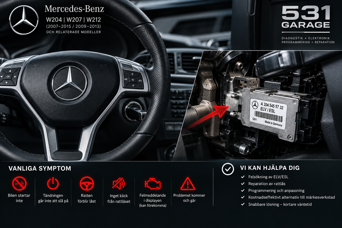 Mercedes ELV / ESL Rattlås Reparation – W204, W207 & W212