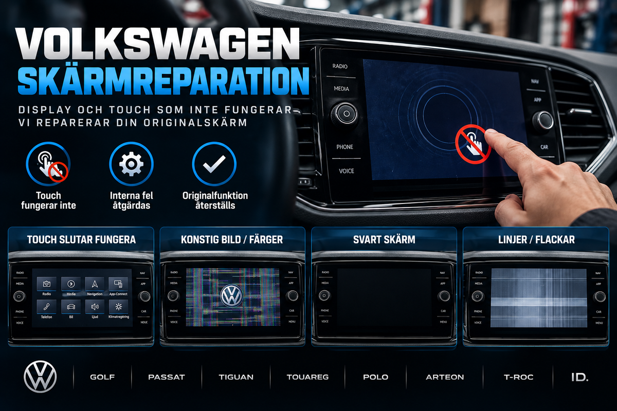 Volkswagen skärmreparation – problem med touch eller display